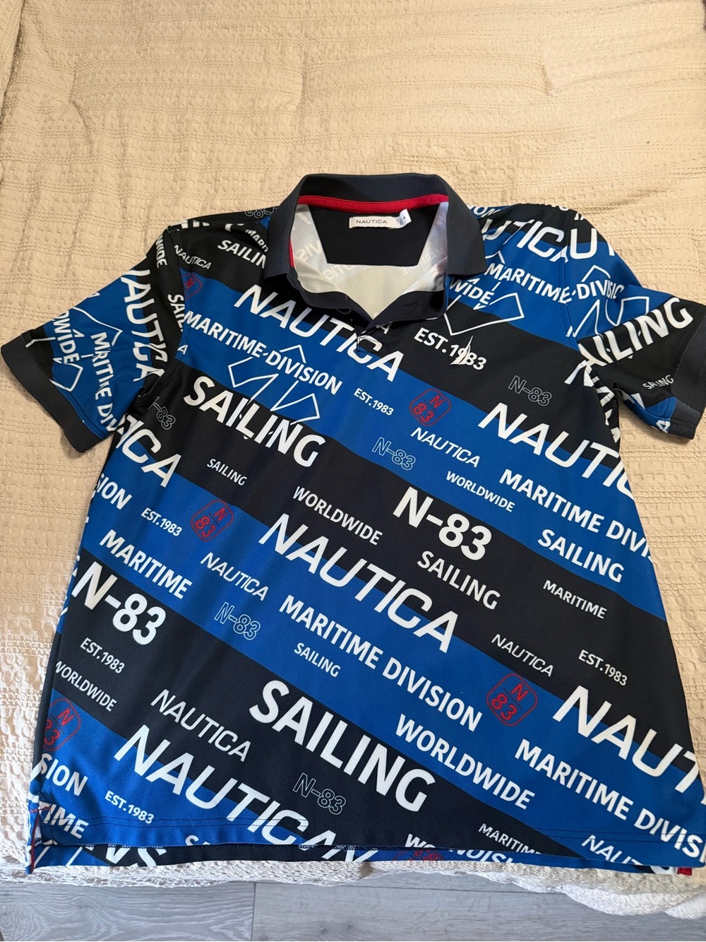 Nautica Men’s Nautical Logo Polo - Blue & Black